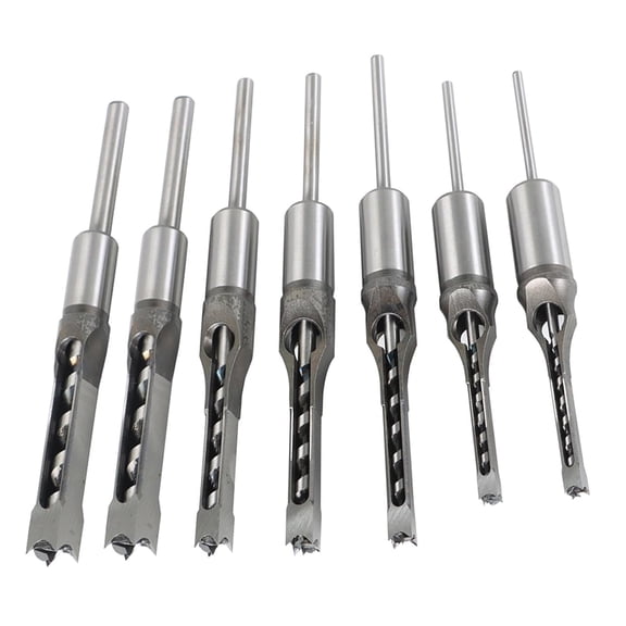 waltyotur 7PCS Woodworking Square Hole Tenon Bits Hole Saw Tenon Bits Chisel Bits Twist Bits Set