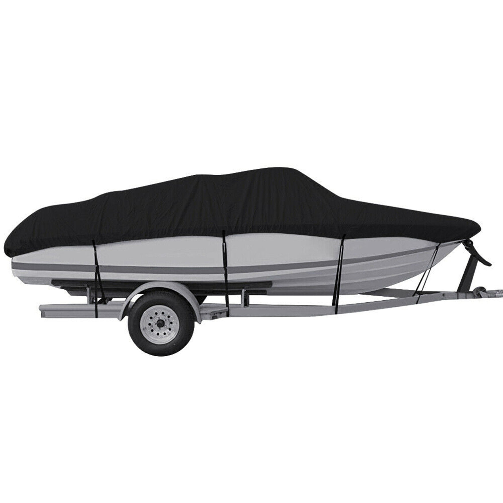 waltyotur Boat Cover Heavy Duty Trailerable Replacement for Fishing Ski Bass V-Hull Runabouts 20-22ft Black