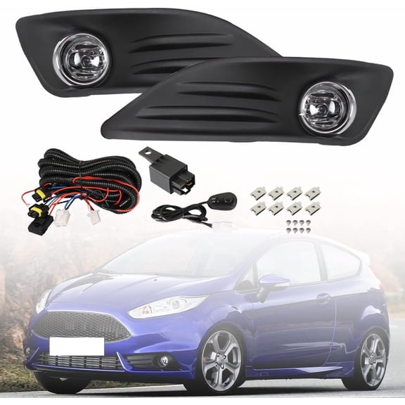 waltyotur Bumper Fog Light Lamps For 2014-2018 Ford Fiesta Clear Lens LH And RH