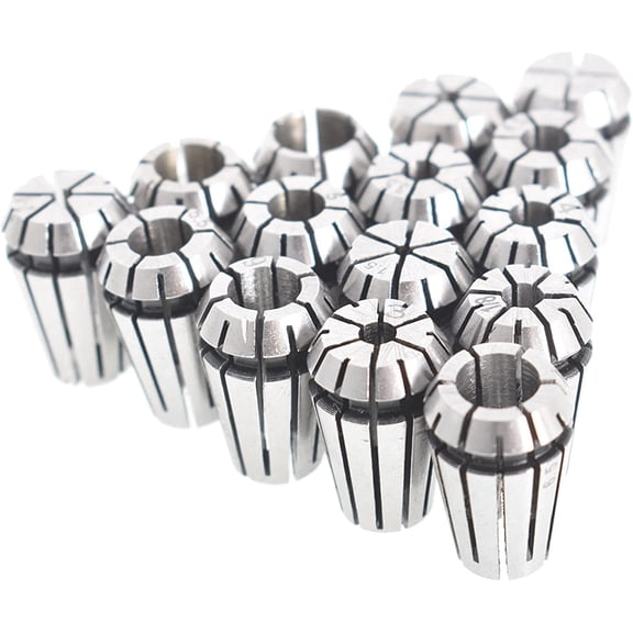 waltyotur ER11 Spring Collet Set 1-7MM and 1/8 Inch 1/4 Inch Carbon Steel Spring Collet Set for CNC Workholding Engraving and Milling Lathe Tools 15 Pack