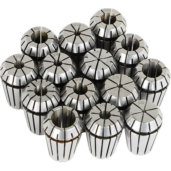 waltyotur ER20 Spring Collet Set 1/16-1/2 Inch Carbon Steel Spring Collet Set for CNC Workholding Engraving and Milling Lathe Tools 14 Pack