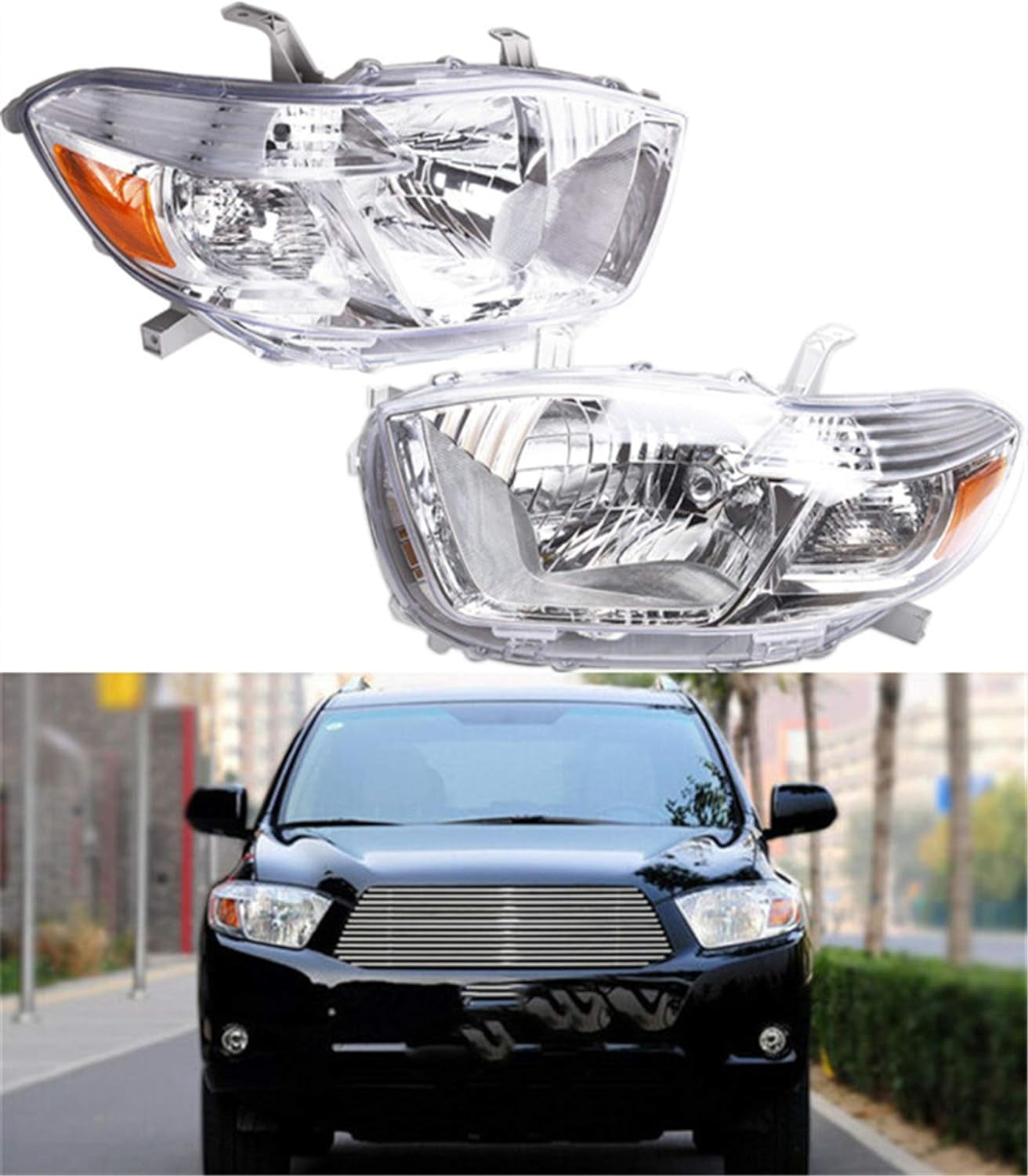 waltyotur Headlight Assembly Halogen Headlamp Pair Replacement for ...