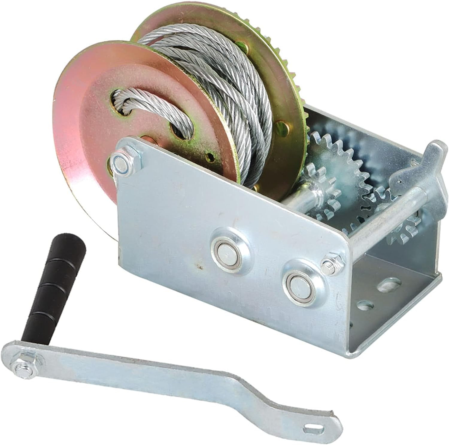 Heavy Duty Hand Winch 1200lbs Two-Way Adjustable Boat Trailer Winch With 10m 32ft Steel Cable Crank Cable Gear Hook Fit Atv