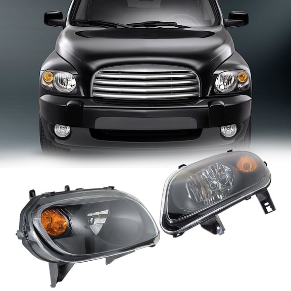 waltyotur Left+Right Side Headlights For 2006-2011 Chevy HHR Replacement Headlamps Black