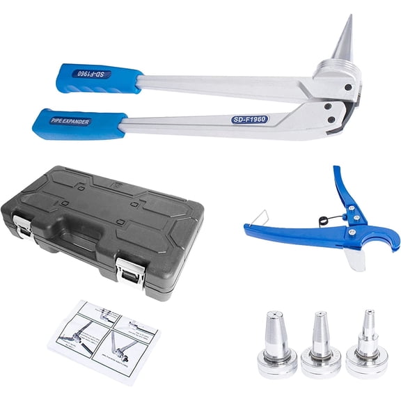 waltyotur Manual Expander Tool Kit PEX Expansion Tool Kit with 1/2 Inch 3/4 Inch 1 Inch Expander Heads and Tube Cutting Plier Meets ASTM F1960 Standard