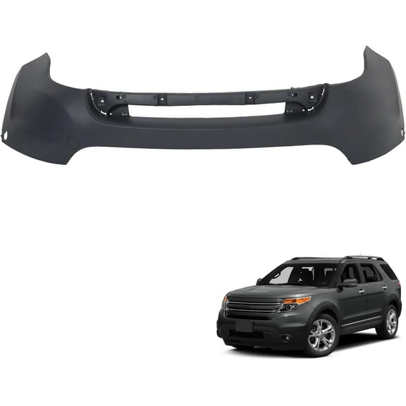 waltyotur Primed Front Bumper Cover with Park Assist Holes Replacement for 2011 2012 2013 2014 2015 Explorer 12160330 BB5Z17D957BPTM FO1014108