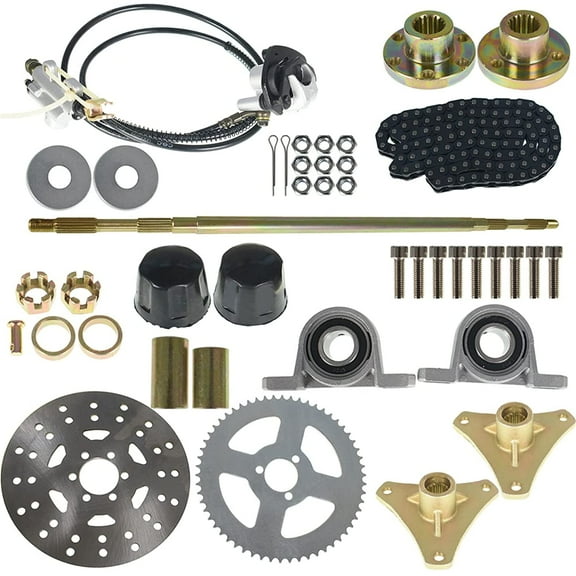 waltyotur Rear Live Axle Kit Sprocket & Hub Brake Assembly Chain Hub Replacement for Drift Trike Go Kart