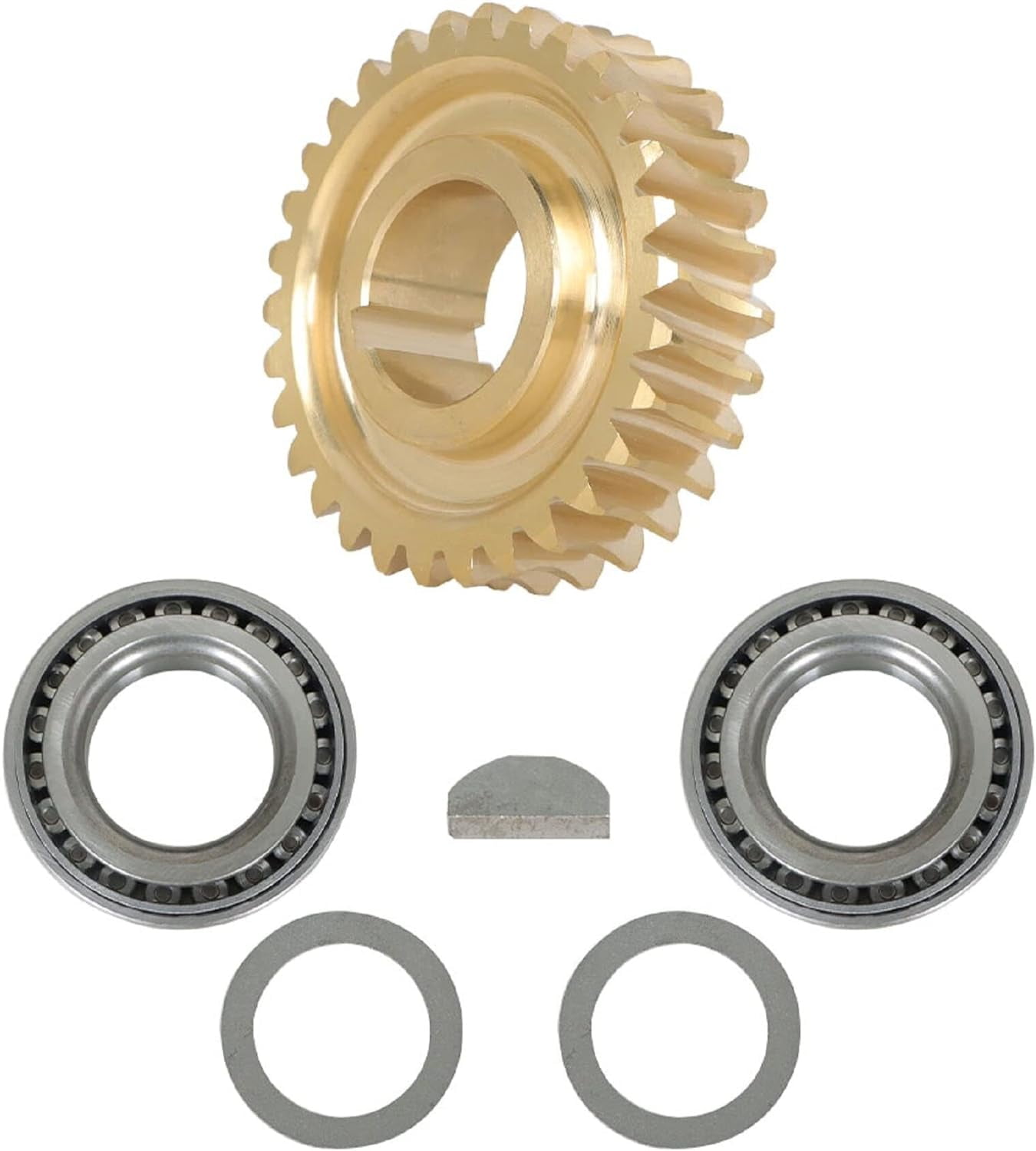 waltyotur Tine Shaft Gear Bearings Races Spacers Key Worm Gear Kit