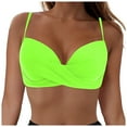 thumbnail image 1 of wamacs Women's Retro Molded Soft Pads Vintage V Neck Bikini Swimsuits Tops Summer Sexy Stylish Swimwear (Green,L), 1 of 9
