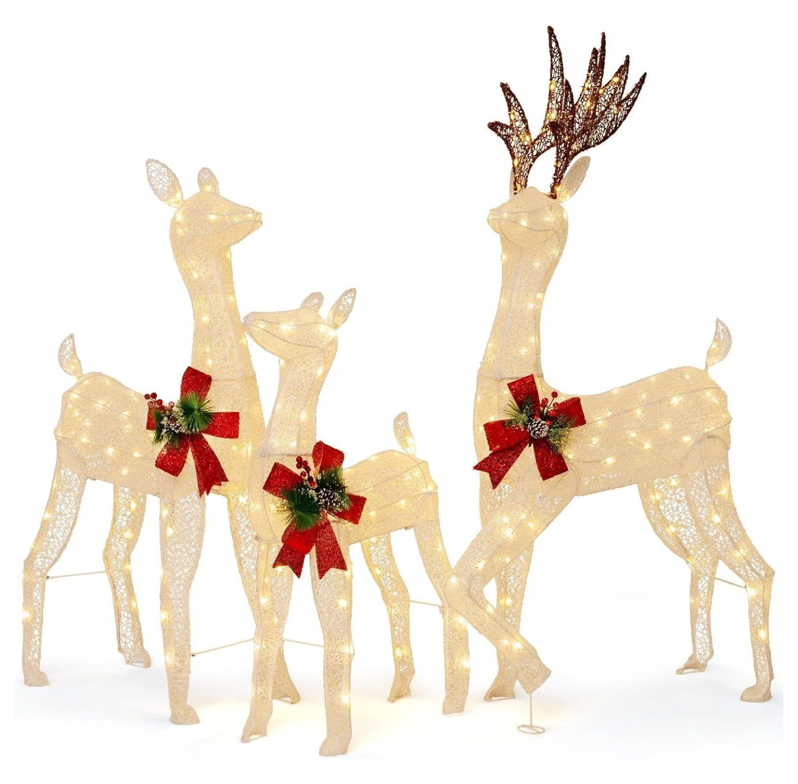 wangc123 3 Pieces Lighted Christmas Reindeer Family, Xmas Lighted Deer