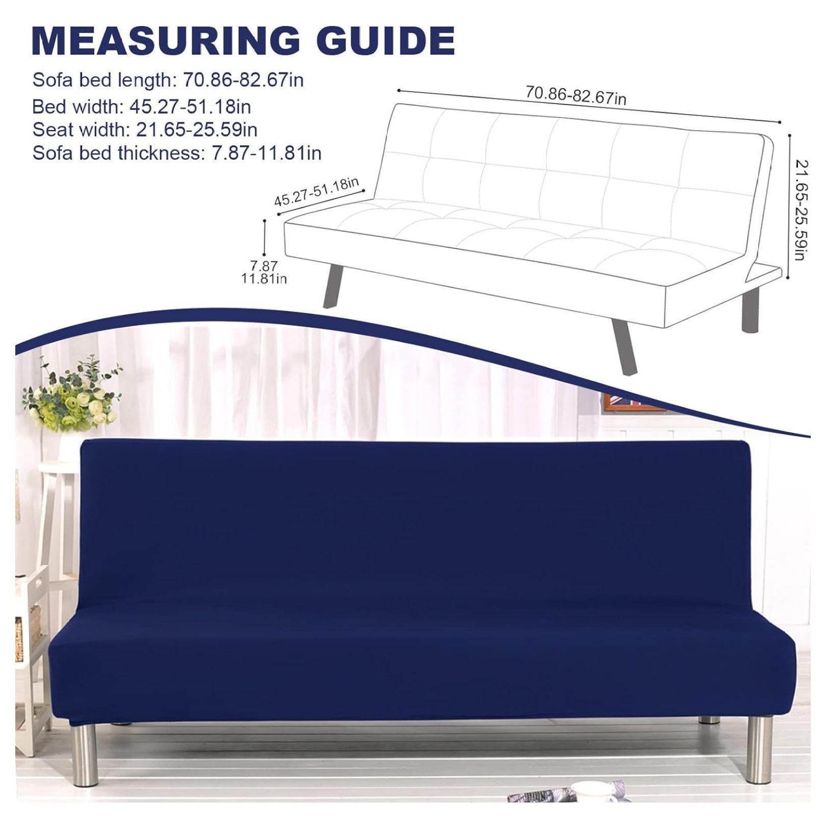 wangc123 Armless Futon Slipcovers Stretch Folding Sofa Bed Cover with