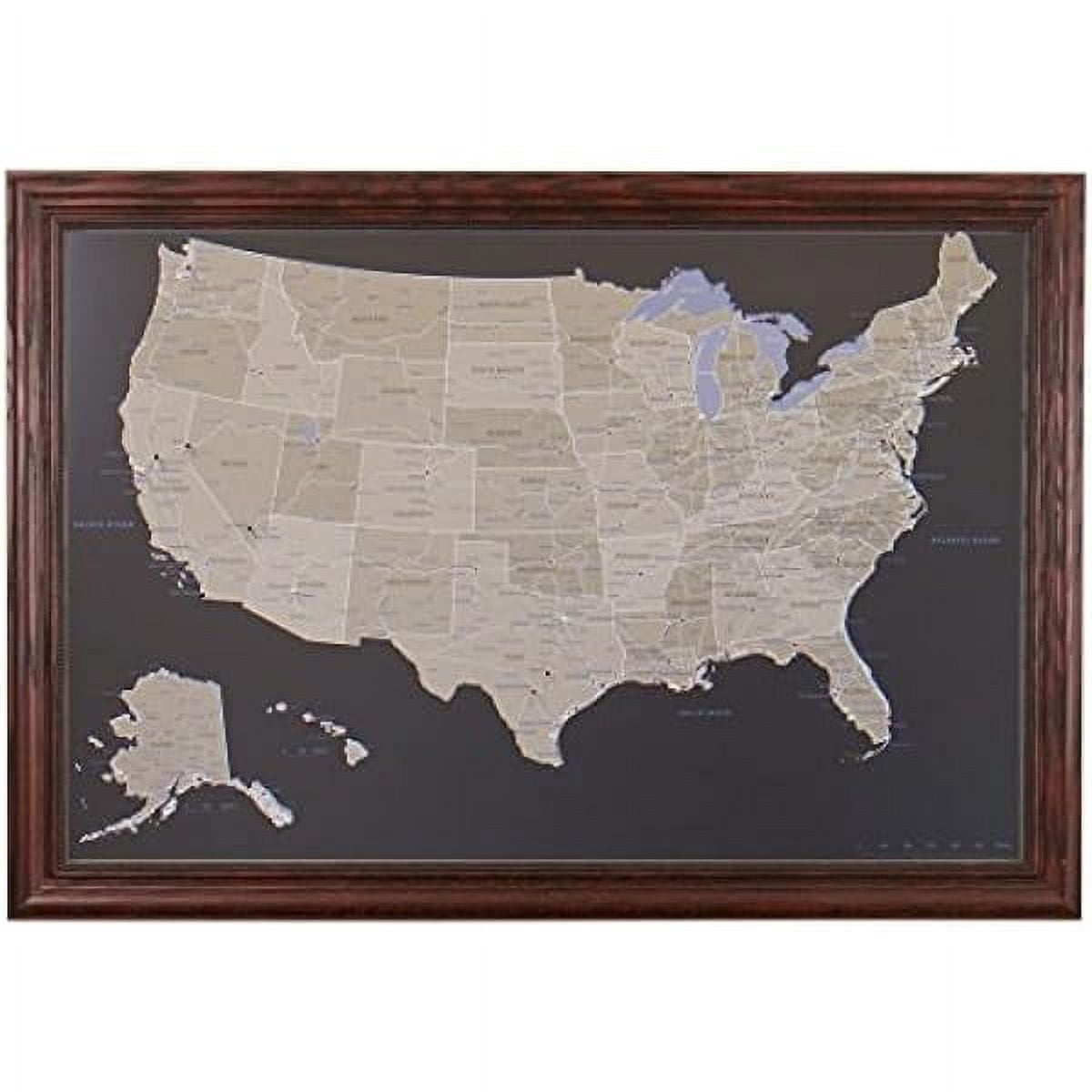 wangc123 - Earth Toned US - Solid Wood Cherry Framed Pin Map for ...