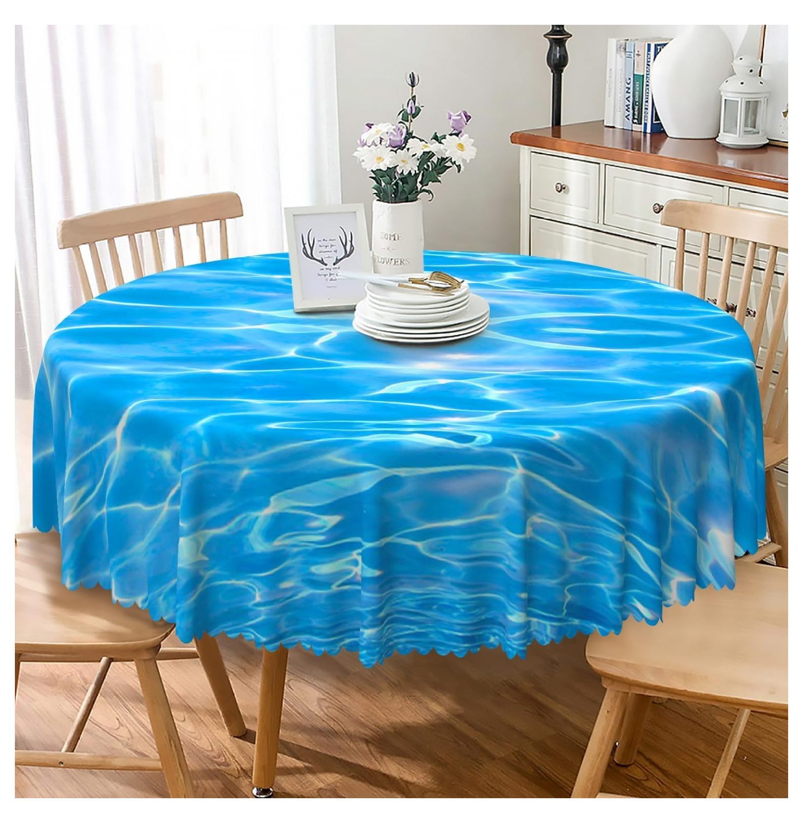 wangc123 Ocean Round Tablecloth 24 Inch Water Print Under The Sea