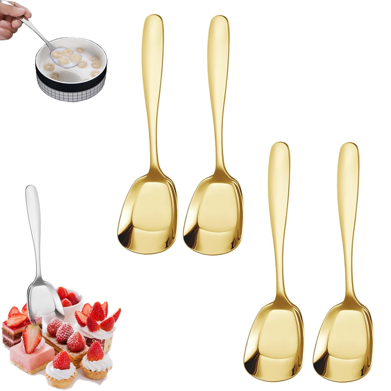 wangqiang Arithmeticn Square Head Stainless Steel Spoons, 2024 New