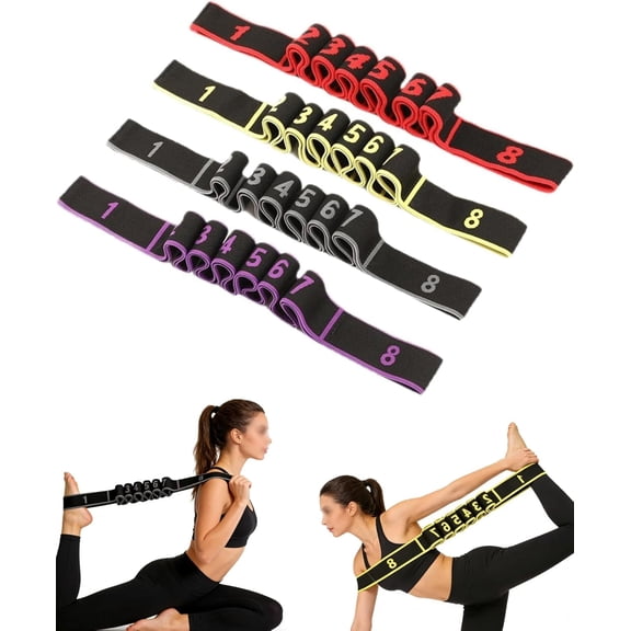 wangrunqiang, Fitness Resistance Band for Stretching and Yoga, Adjustable 8-Segment Elastic Stretch Strap, Elastic Tension Band Exercise Pull Rope, for Hamstring Glutes Training