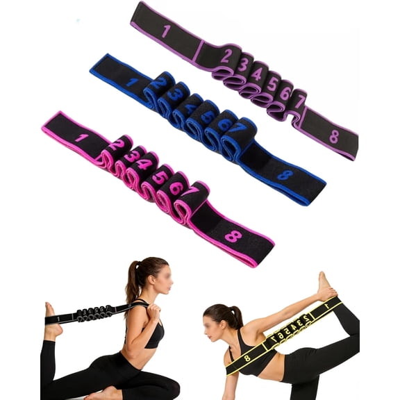 wangrunqiang, Fitness Resistance Band for Stretching and Yoga, Adjustable 8-Segment Elastic Stretch Strap, Elastic Tension Band Exercise Pull Rope, for Hamstring Glutes Training