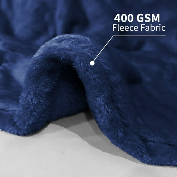 wangzhwang Fleece Blankets Queen 90" x 90"- Super Soft Fluffy Throw Blanket for Sofa and Bed - Warm and Cozy Lightweight 400 GSM Microfiber Bed Throws Blankets.Navy