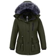 thumbnail image 1 of wantdo Plus Size Winter Parka Windproof Puffer Coat with Faux Fur Lined Hood Army Green 5X, 1 of 8