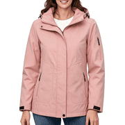 Women's Raincoat Lightweight Waterproof Jacket Casual Rainwear with Hood Pink XL