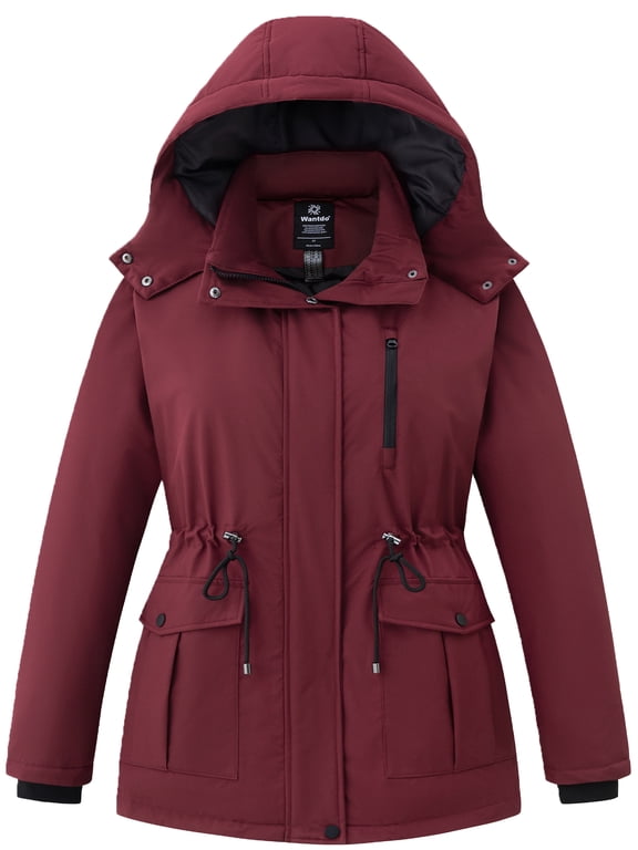 Women's Plus Size Puffer Coat Windproof Winter Coat Mid-Length Thickened Parka Wine Red 4X