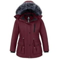 thumbnail image 1 of wantdo Women's Plus Size Puffer Coat Windproof Winter Coat Thickened Parka Wine Red 4X, 1 of 8
