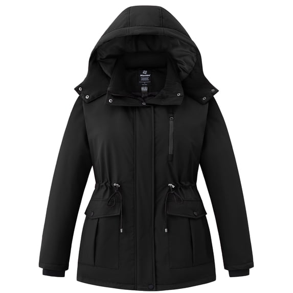 wantdo Women's Plus Size Winter Coat Warm Coat Recycled Puffer Parka Jacket Black 5X