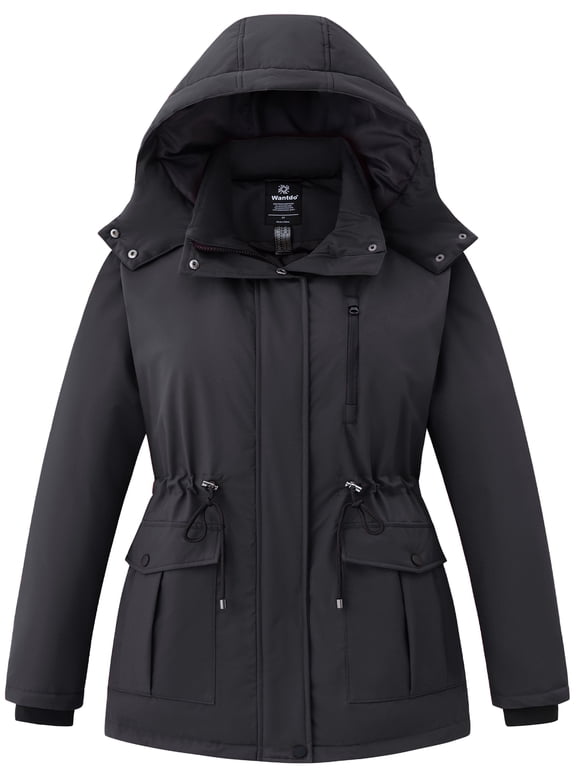 Women's Plus Size Winter Hooded Parka Waterproof Winter Parka Jacket with Hood Dark Grey 4X