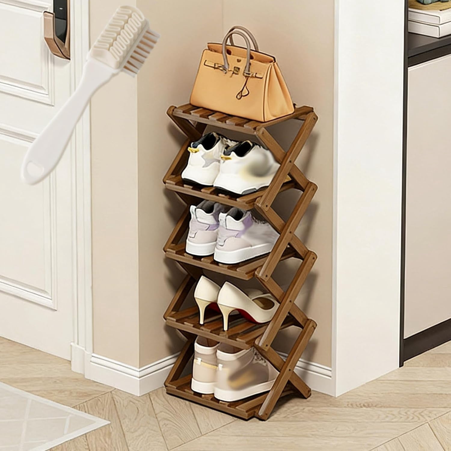 Pyramid Shoe Rack wantract The 9-Tier No-Assembly Bamboo Rack, The End of The Entryway ...