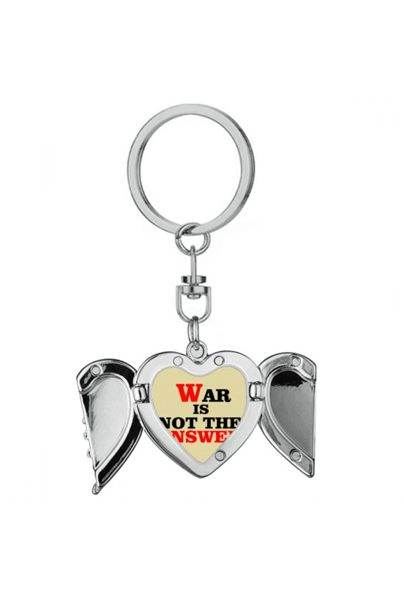 war is not the answer love peworld heart angel wing key chain holder