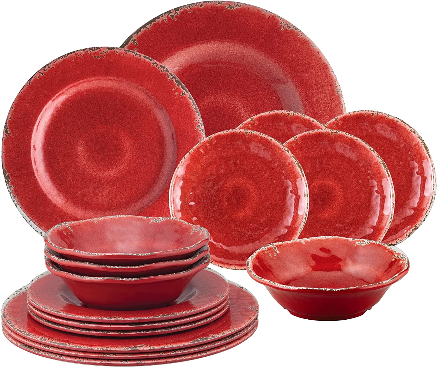 ware 16Piece Melamine Dinnerware Set, Includes Dinner Plates, Salad