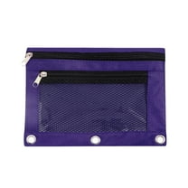 3-Ring Pen Pencil Pouch with Clear Window Stationery Bag Binder Case Office Organizers Purple
