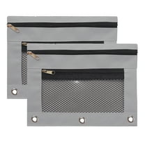 warehouse Pencil Pouch 3 Ring, Zipper Pencil Pouches Case Binder Cosmetic Bag Gray 2 Pack