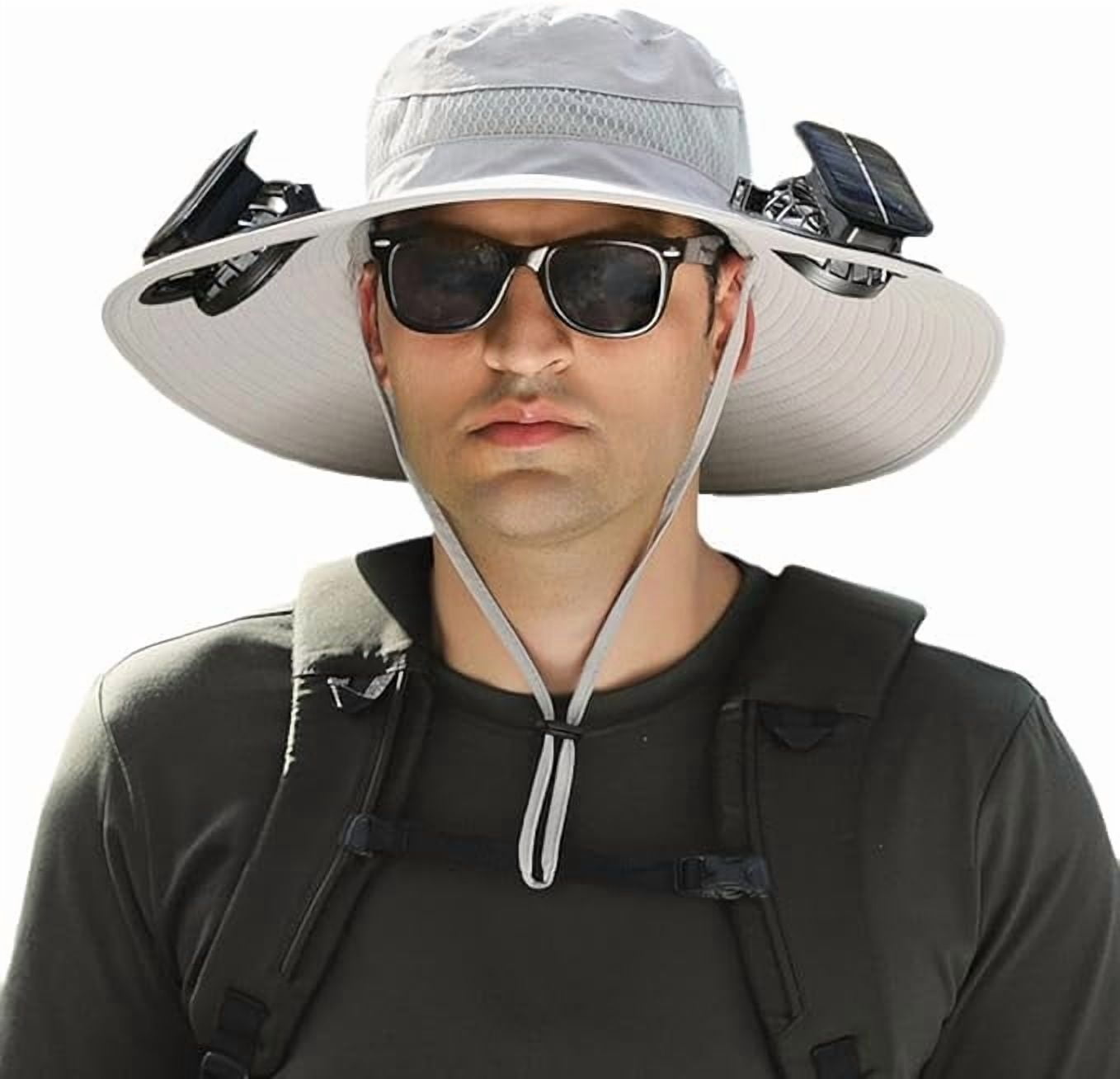 Wide Brim Solar Fan Hat, Hat with Fans Solar Power for Men Women, Solar ...