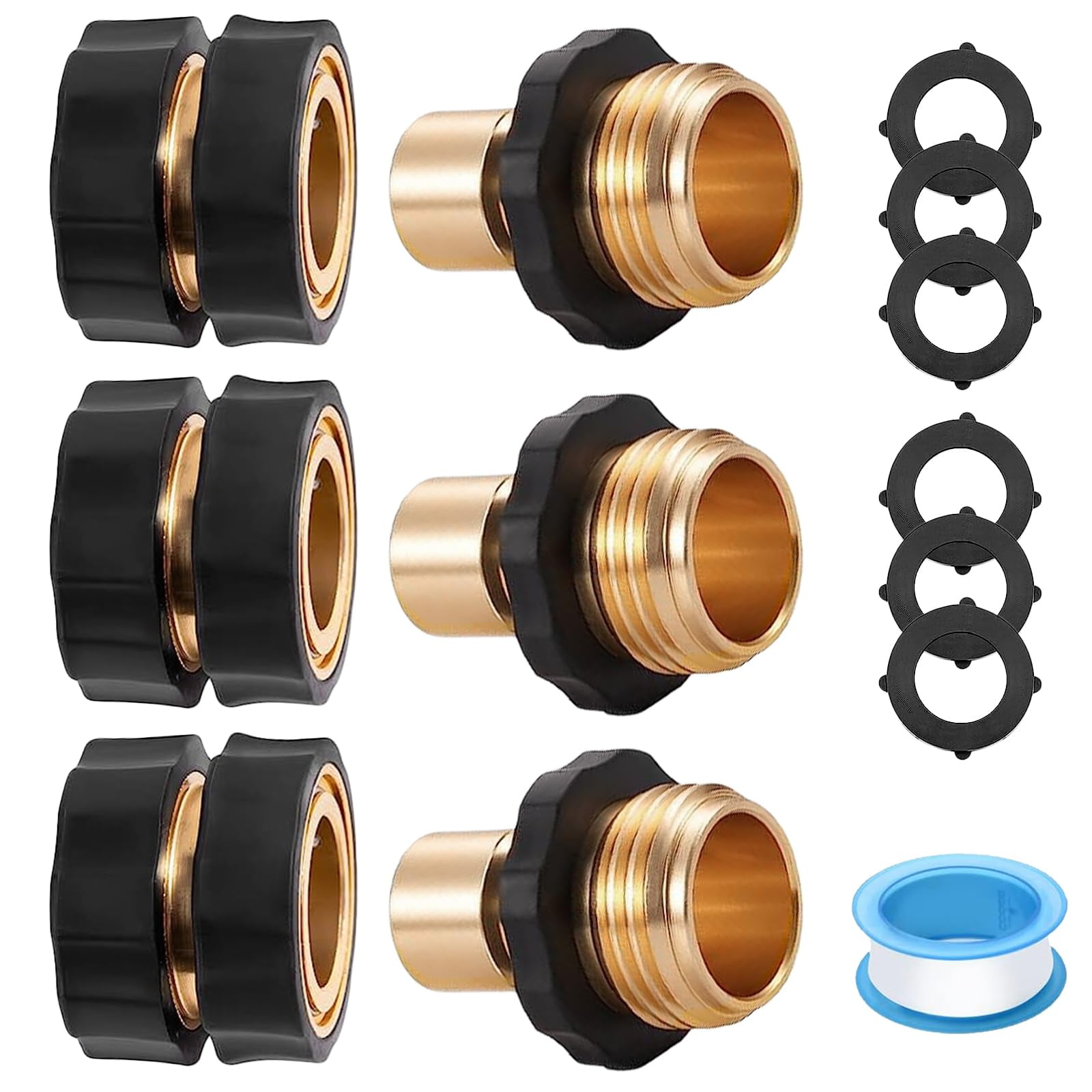 warino 3/4 Inch Garden AIF4 Hose Quick Connector, 3Pcs Female & 3 Pcs