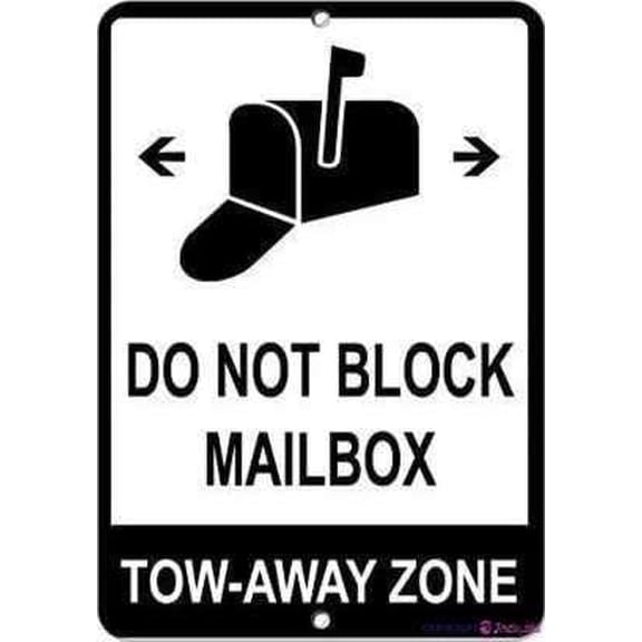 warning plaque Do Not Block Mailbox Tow Away Zone Style 3 Parking Metal For Wall Decor 8x12 Inches Office Signs Outdoor & Indoor Tin Sign (2 Pack)