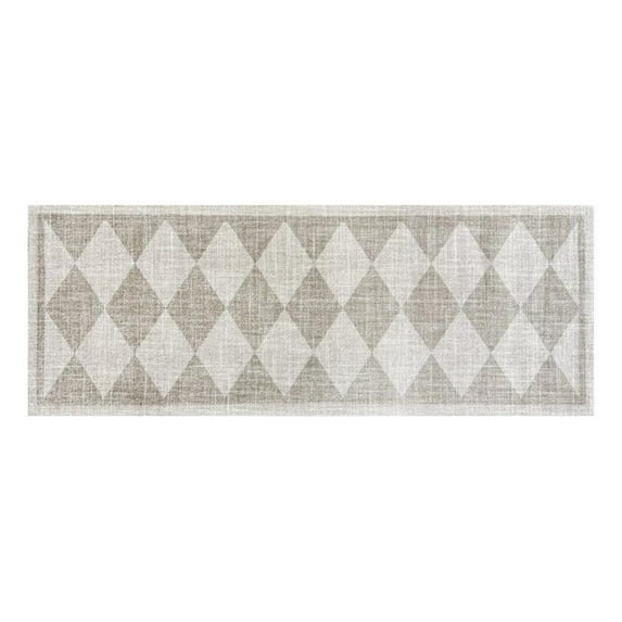 wash+dry Arthur Diamonds Taupe and Cream Washable Runner Rug