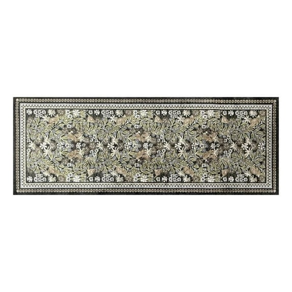 wash+dry Woodlands Midnight Washable Runner Rug - Black