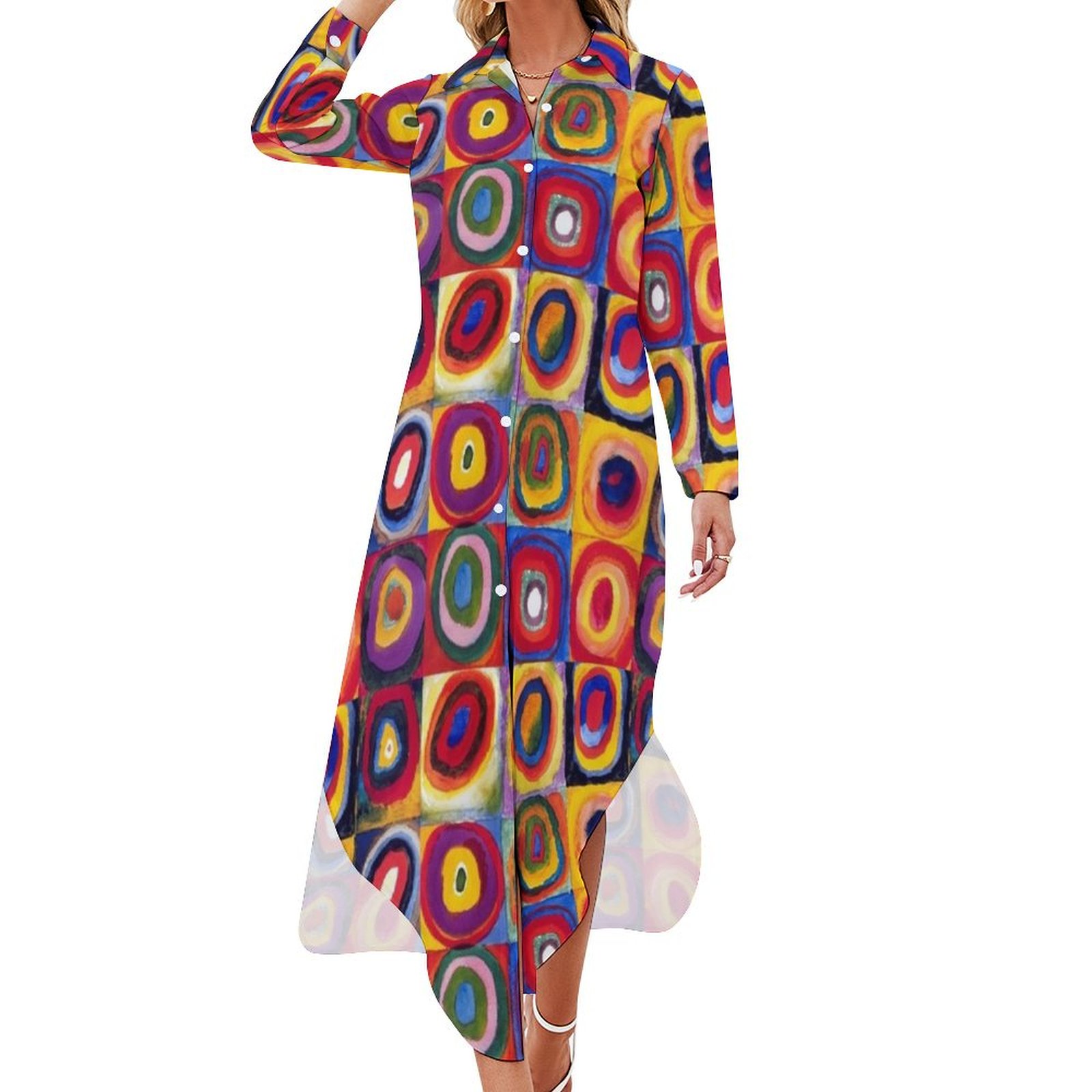 wassily kandinsky art Long Sleeved Shirt Dress prom dress 2024 long
