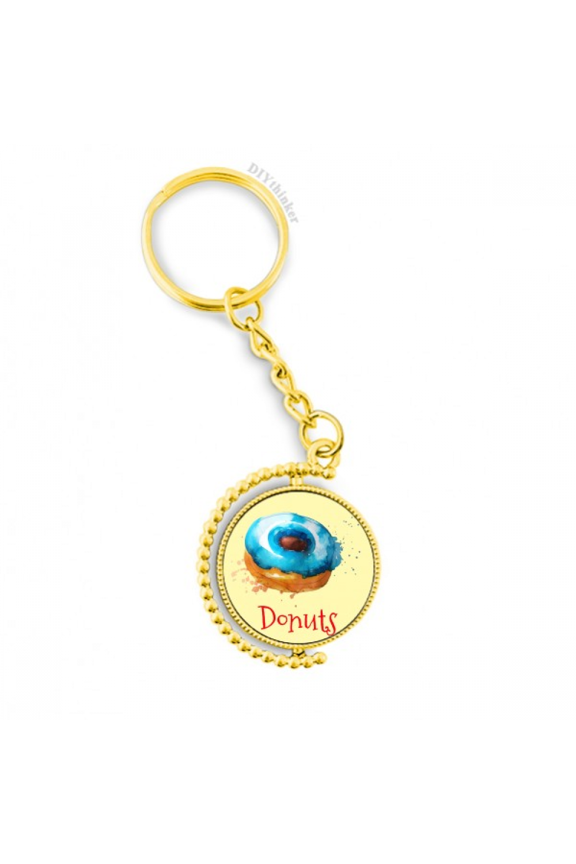 watercolor hand-painted blue dessert metal connector key chain accessory en keyholder