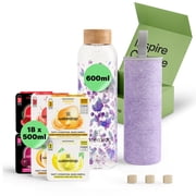 waterdrop  Glass Starter Set   600ml Borosilicate Glass Bottle + 18 Sugar-Free Microdrink Hydration Cubes in 6 Flavours, Vitamin C & B Infused, BPA Free Water Bottle, Gift Set