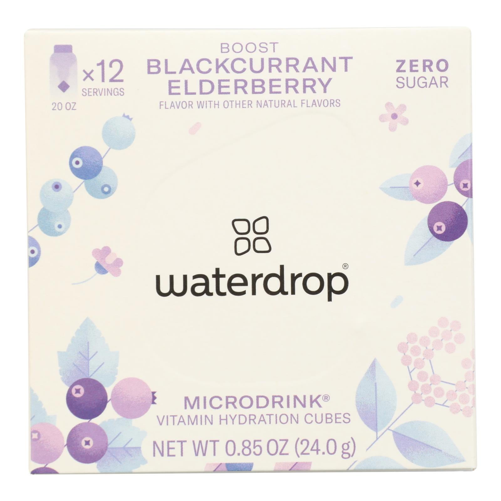 Waterdrop Microdrink Zero Sugar Boost Blackcurrant Elderberry Vitamin Hydration Cubes 0.85 oz