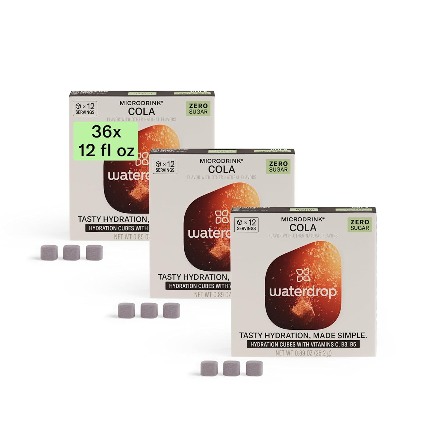 waterdrop Microdrink COLA, 36 Zero Sugar Hydration Cubes Powder with