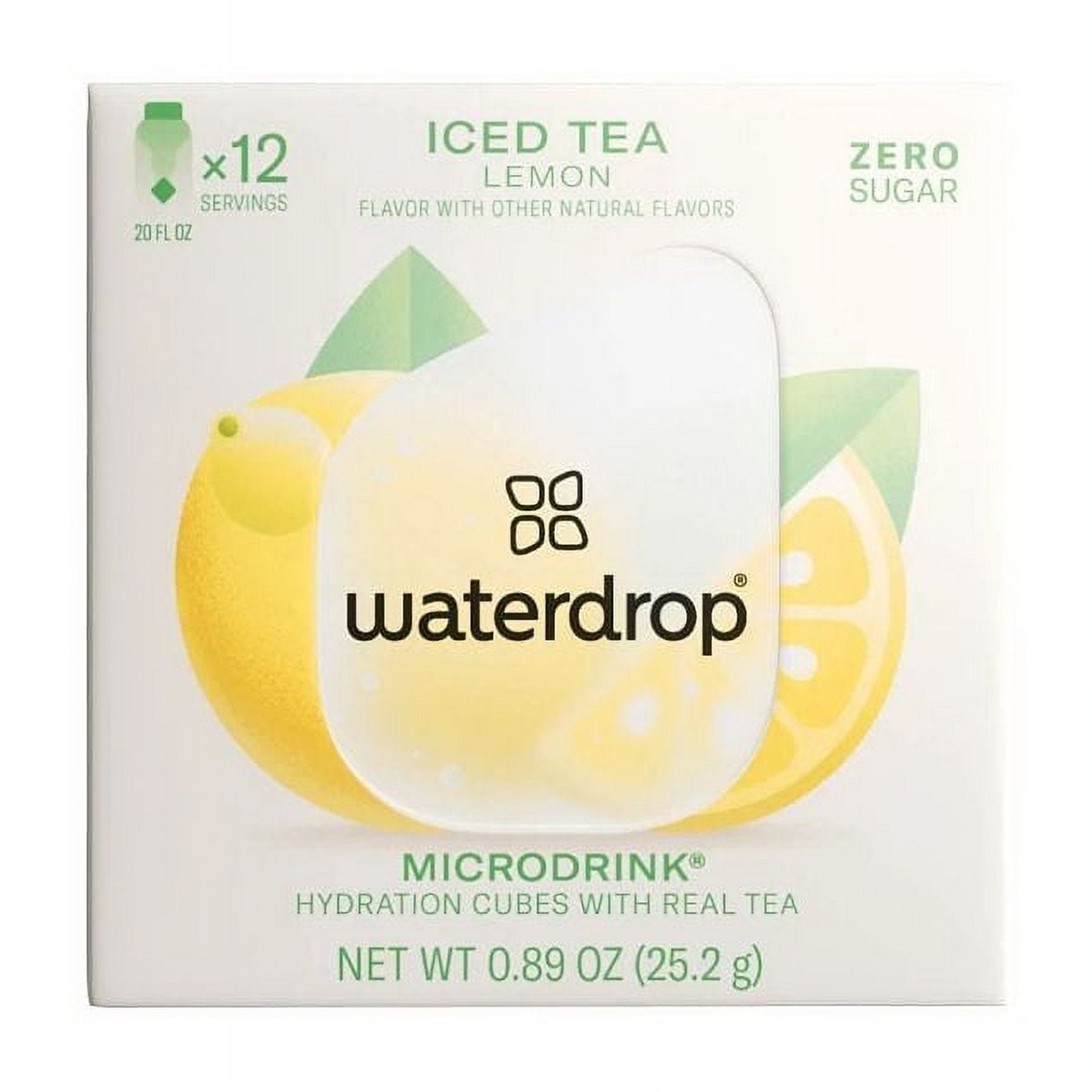 waterdrop Microdrink ICED TEA LEMON, Flavored Water Packets, Lemon- Green Tea, 12 Pack