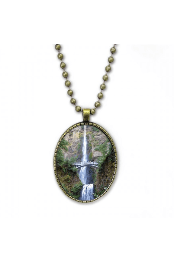 waterfall ry science nature scenery necklace vintage chain bead pendant jewelry collection