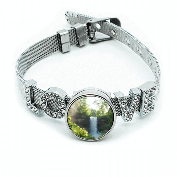 waterfall science nature ry scenery Bracelet Wristband Crystal Love Adjustable Bangle