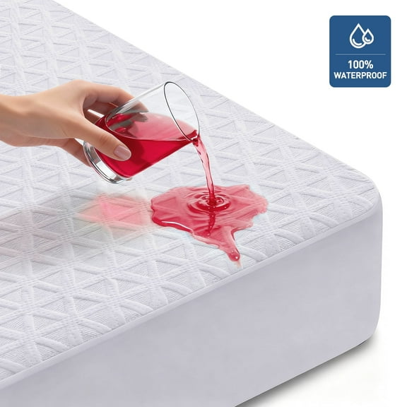 Waterproof Mattress Protector King Size, Breathable 3D Air Fabric Mattress Pad, Cooling Bed Cover Soft & Noiseless, 8''-21'' Deep Pocket Machine Washable