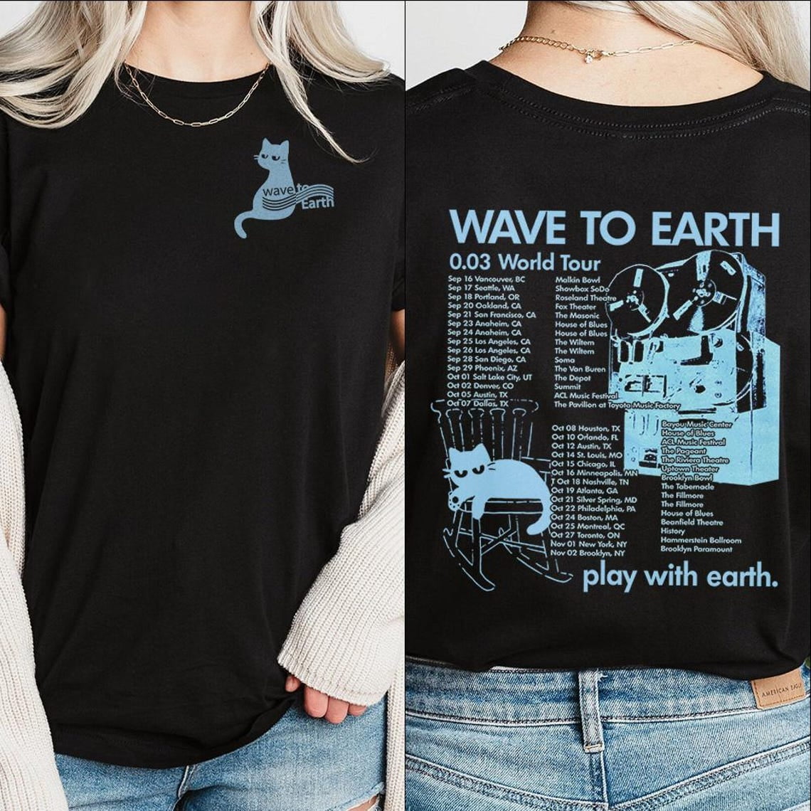 wave to earth 0.03 World Tour Asia Tシャツ Wave to Earth 0.03 NA Tour Black Cat T-Shirt – KOHAI Shop
