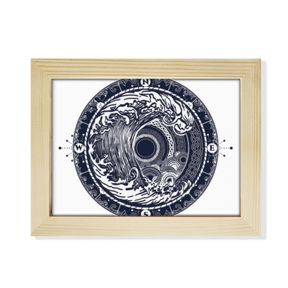 waves compass art pattern desktop photo frame picture art decoration painting 6x8 inch