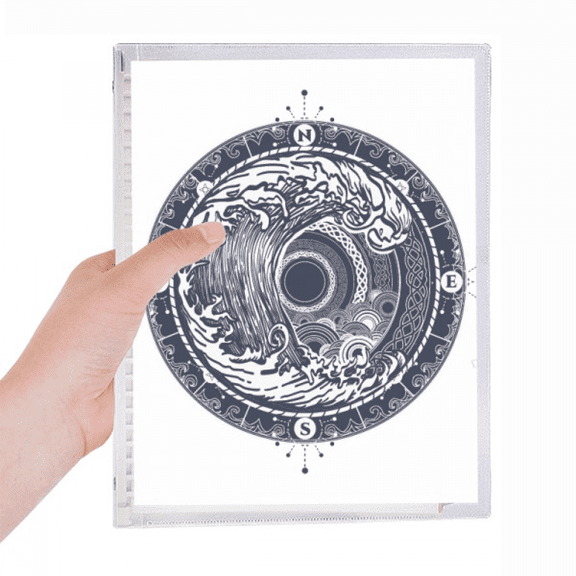 waves compass art pattern notebook loose diary refillable journal statiry