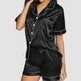 thumbnail image 1 of wcjm A Womens Pajamas Set Button Down 2 Piece Satin Shorts Set Ruffle Notch Collar Sleepwear, 1 of 6